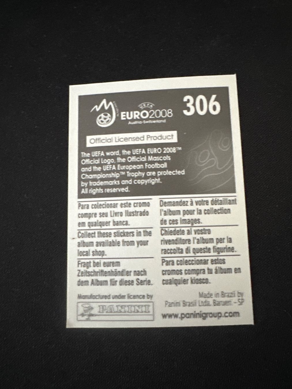 Panini Carte collezionabili: Panini UEFA EM 2008 Sticker - Nr. 306 – Usato da Sulz AG venduto da DealWerk 1