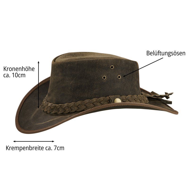 Copricapi, berretti & cappellini: BLACK FOREST FOX TEXAS Western Cowboy Leder Hut Old Green M – Nuovo e nell'imballaggio originale da Steffisburg venduto da fellgerber 1