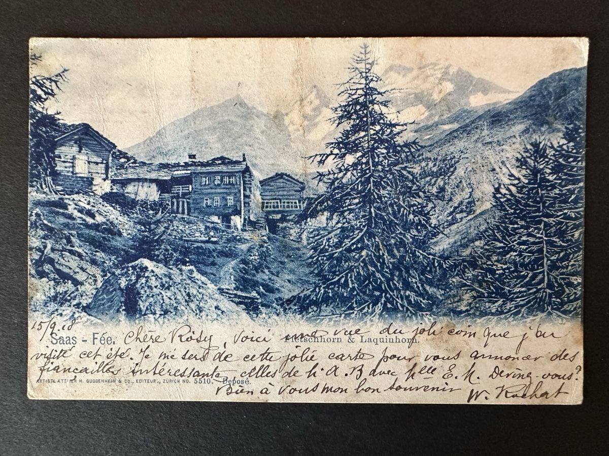 Ansichtskarten: Schweiz - AK Saas Fee 1918 – Gebraucht aus Schmitten / FR von Samsara169