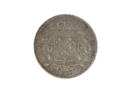 5 Francs Münze 1828 L Charles Karl X 900 Silber *S4679