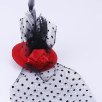 NEUER Fascinator rot mit kleinem Schleier Polka dot - 81628