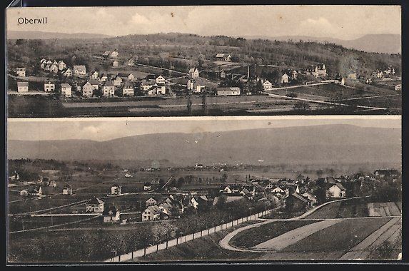 Cartoline postali: Oberwil, Panorama, Teilansicht mit Stras – Usato da Berlin venduto da bartko-reher