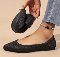 Damen Ballerinas schwarz mit Glitzer NEU Grösse 38