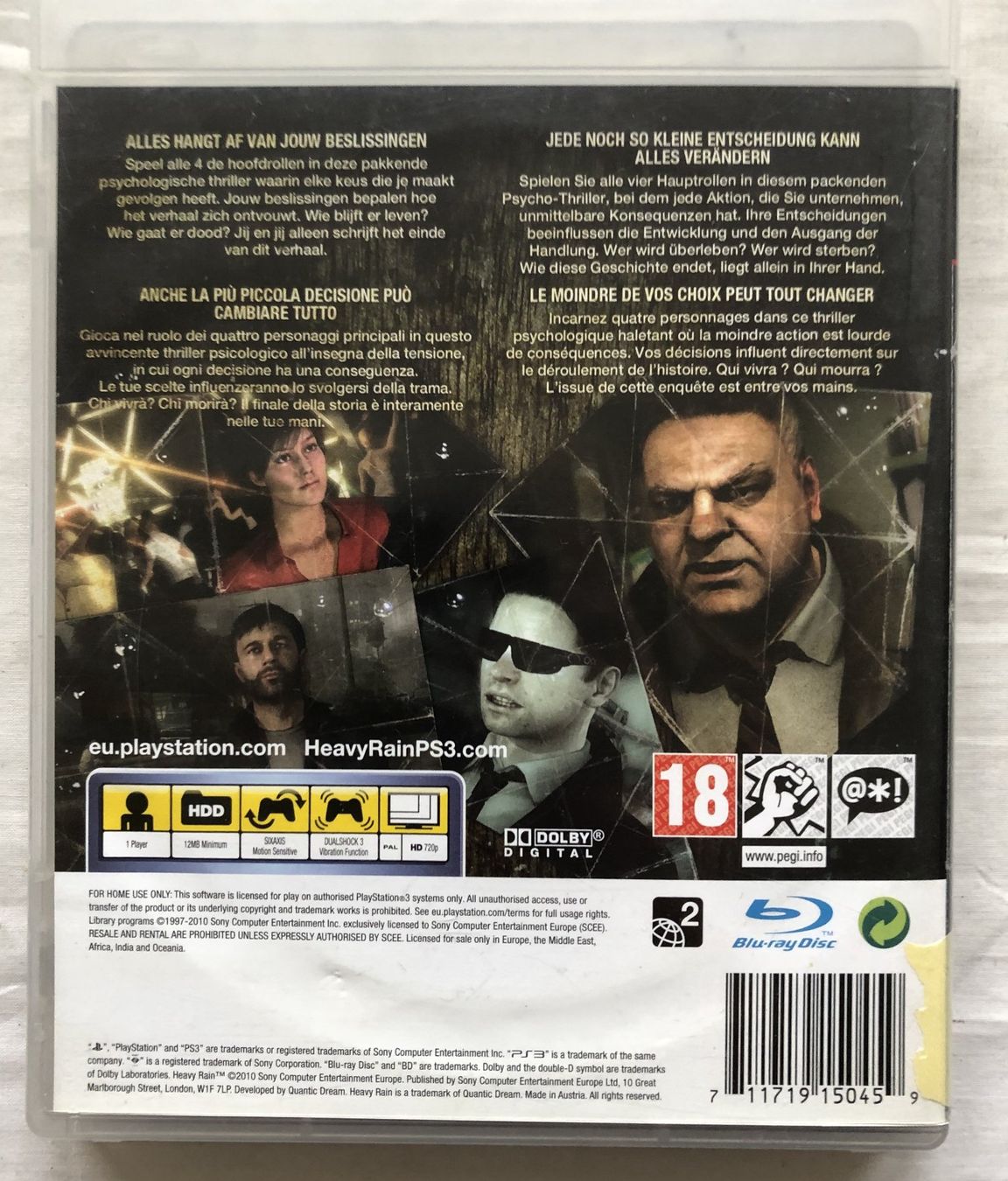Sony Giochi: PS 3 - HEAVY RAIN – Usato da Schaffhausen venduto da durruti 2