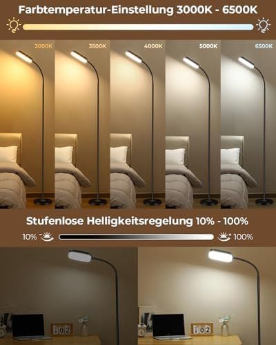 Lampade: LED Stehlampe dimmbar Leselampe mit Fernbedienung – Nuovo e nell'imballaggio originale da Hundwil venduto da Stallone5 4