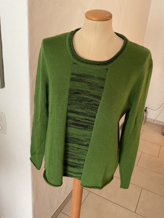 Damen Strick Pullover Linara Grösse S Merinowolle  Olivgrün