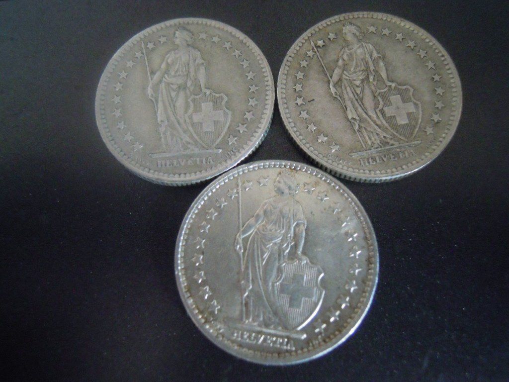 Tutti le monete: 3 x Silber-Zweifränkler – Usato da Landquart venduto da hennachebia 1