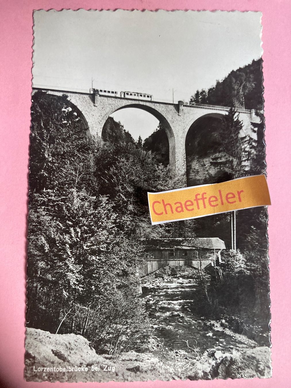 Cartoline postali: Feldpost: Lorzentobelbrücke bei Zug. – Usato da Zürich venduto da Chaeffeler