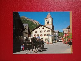 Bergün Graubünden Dorfpartie mit Pferdekutsche 1995