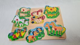 Puzzle en bois d'animaux de la ferme