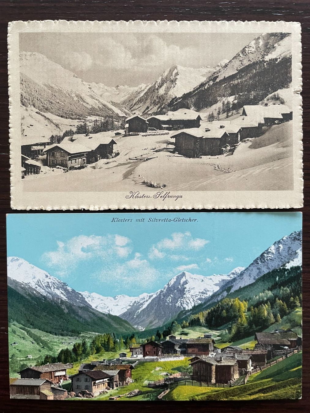 Cartoline postali: KLOSTERS - SELFRANGA 6 Ansichtskarten mit Silvrettagletscher – Usato da Wald ZH venduto da TLILEF 3