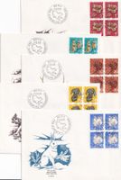 5 FDC Pro Juventute 1965 Serie Viererblöcke ET 1.12.1965