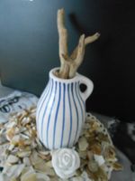 weiss blaue   Vase  14 cm , Keramik sehr schön