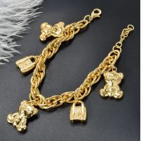 18k vergoldete Charm Armband Bär ,Panzerarmband