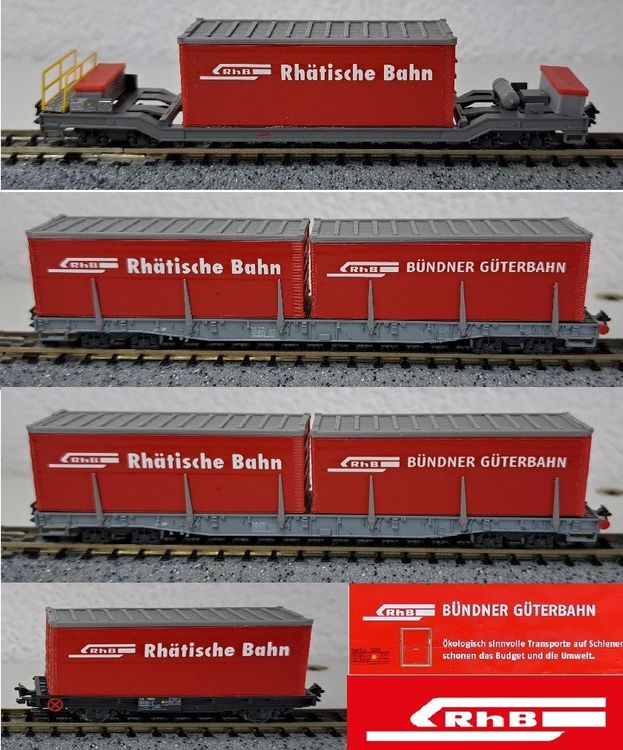 RhB Bündner Güterbahn Rhätische Bahn Container Set Spur N (Neu (gemäss ...