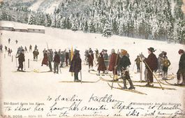 Wintersport Alpen historische Skifahrer