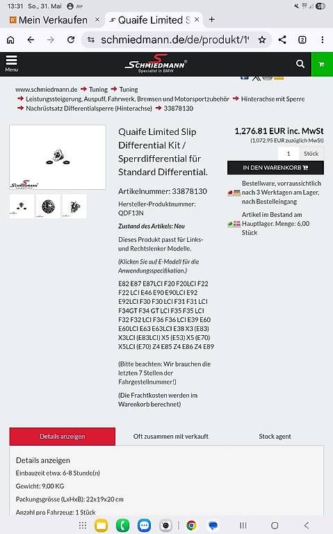 BMW Tutti pezzi di ricambio auto: BMW Sperrdifferential für Standard Differential – Nuovo e nell'imballaggio originale da Epauvillers venduto da Cello1966