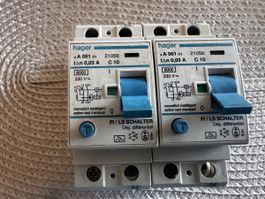 Hager FI/LS Schalter x A 061 C1 2 Stk. gebraucht