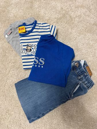 SET Zara Jeans Hose +3 zeitlose langarm Shirts blau 116 5-6J