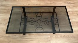 Salontisch Glas / Schmiedeeisen schwarz 120 x 60 cm