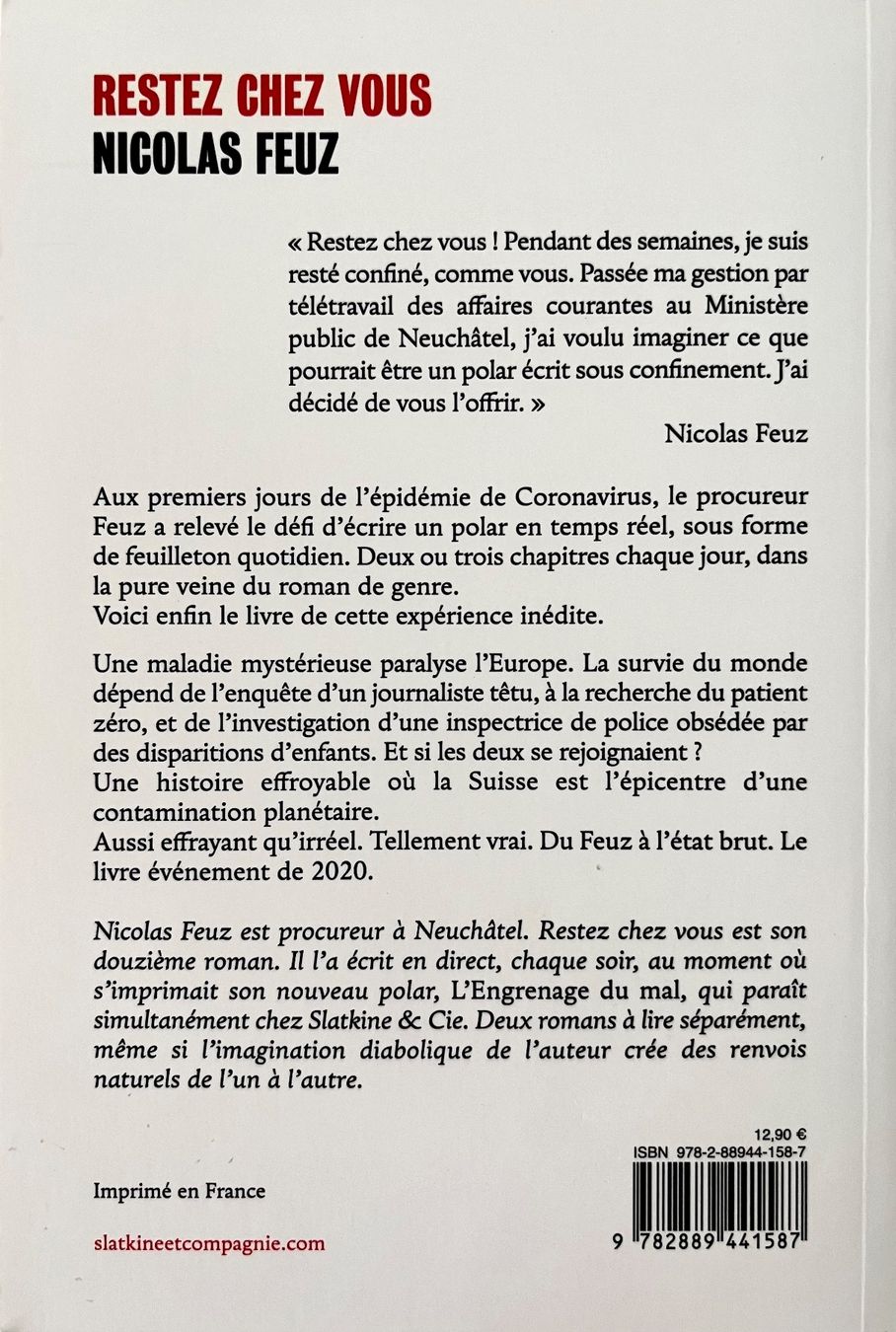 Bücher: Restez chez vous - Nicolas Feuz – Gebraucht aus Le Crêt-p-Semsales von staglione69 1