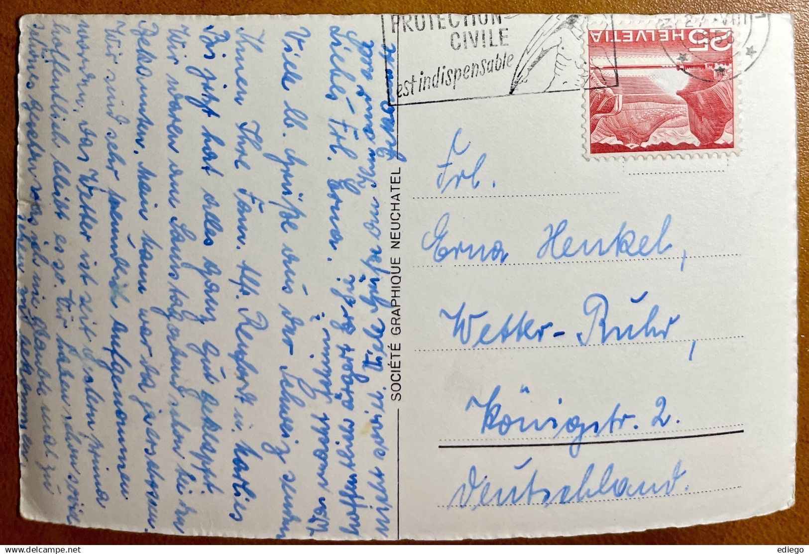 Cartoline postali: NEUCHÂTEL - Serrières et l'école 1956 – Usato da Lutry venduto da Ediego 1