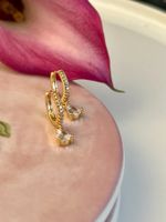 Mini-créoles pendentif en acier inoxydable et zircon blanc
