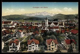 AK Gossau, Ortsansicht mit Säntis