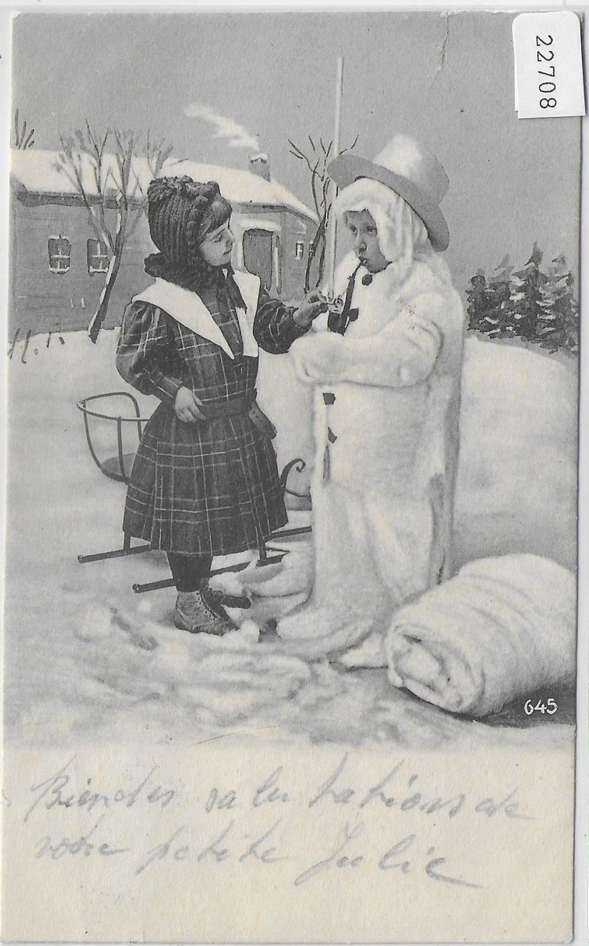 Figurines: Mädchen mit Schneemann - Pfeife – Antique à Ettingen par Kartenplanet