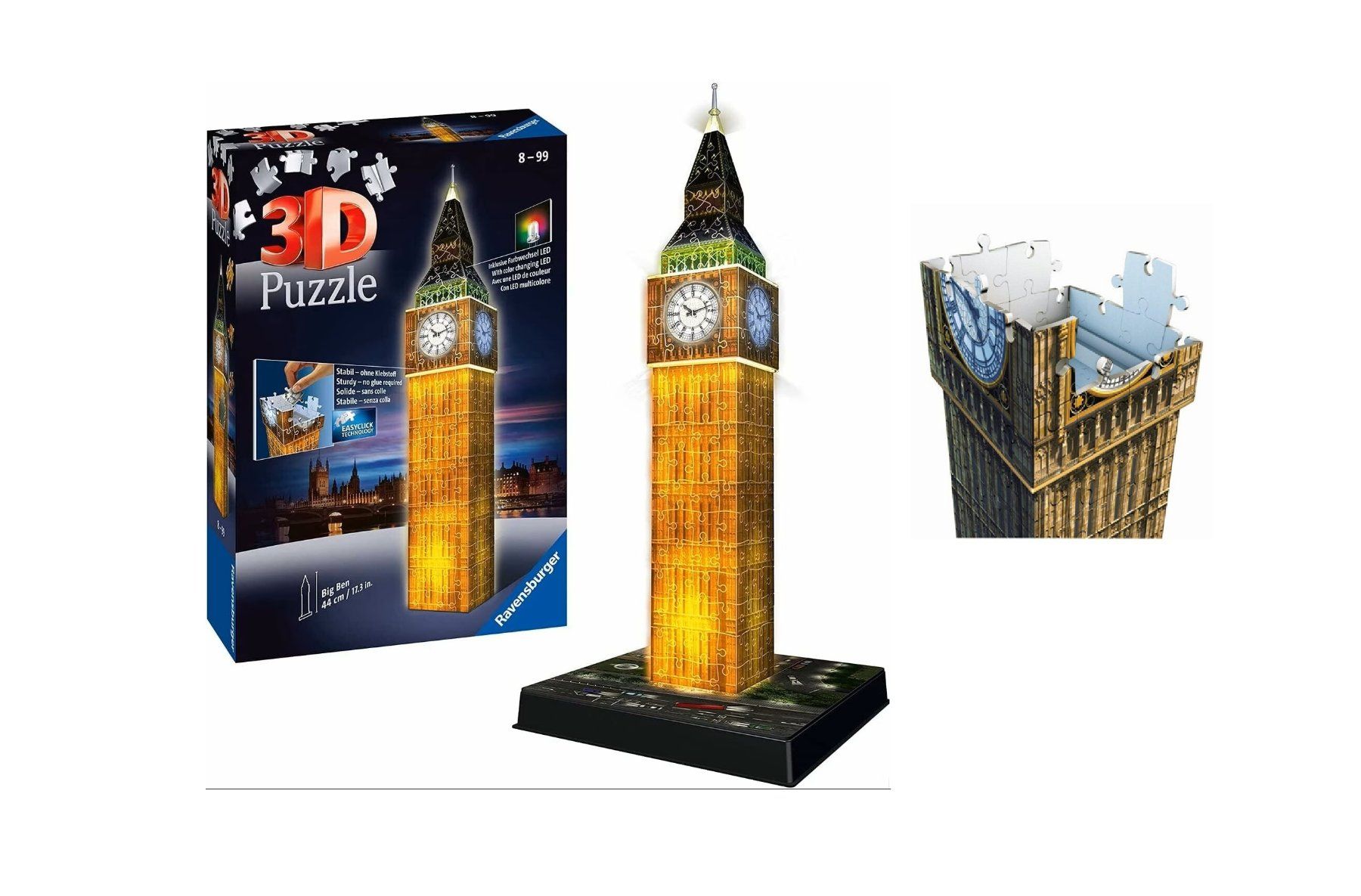 Ravensburger Puzzle: Ravensburger 3D-Puzzle Night Edition BIG BEN – Usato da Genève venduto da Mercedest7