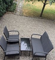 Gartenmöbel Set Rattan Optik mit Tisch und Sitzkissen