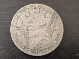 Demi-couronne britannique 1920, argent, vintage!
