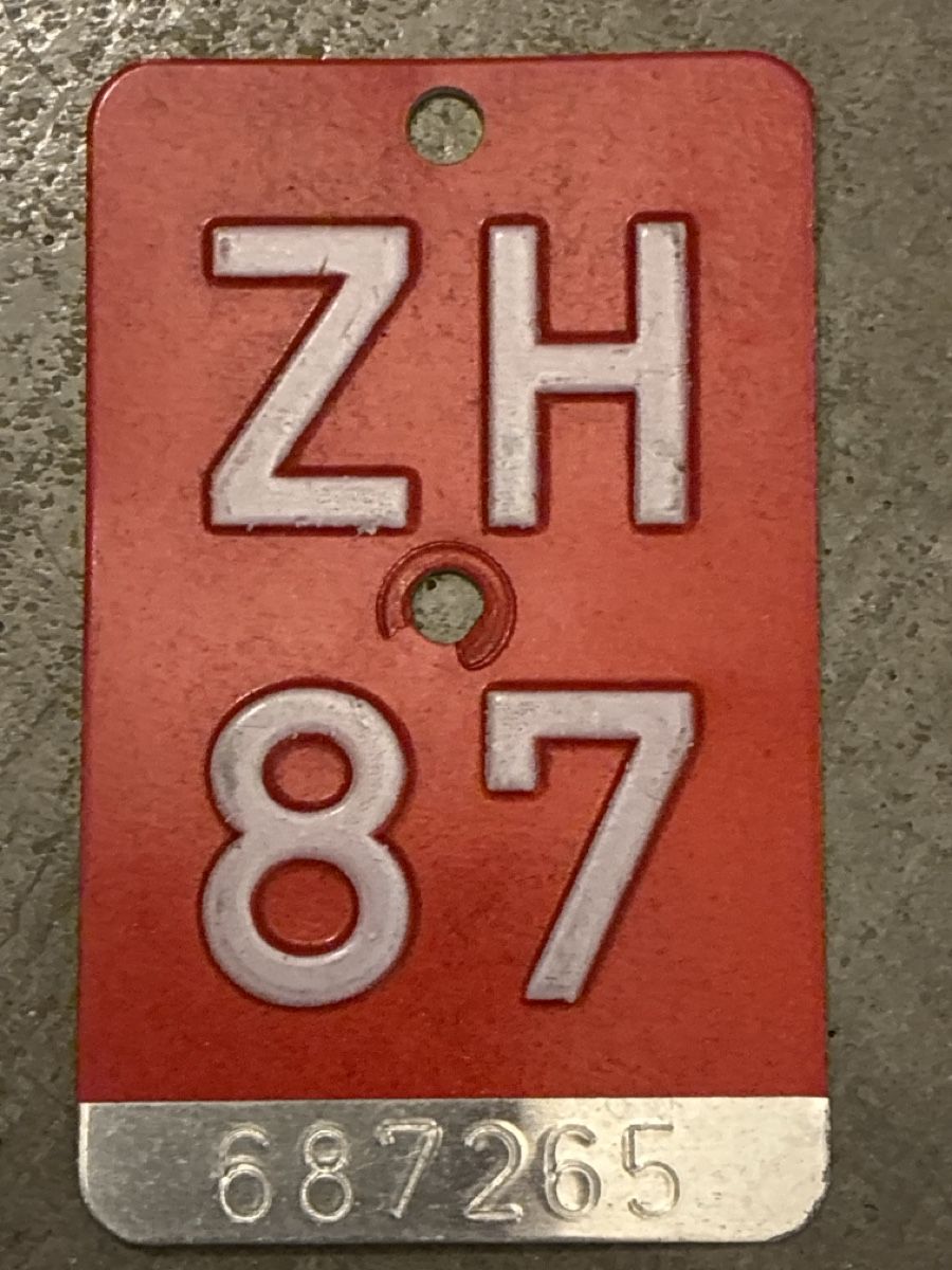 Schilder: Velonummer ZH 1987 – Gebraucht aus Horgen von Tootall