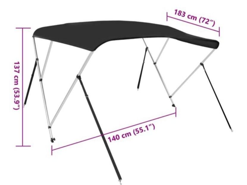 Barche: 3-Bow Bimini-Top Schwarz 183x140x137 cm – Nuovo e nell'imballaggio originale da Zollikofen venduto da Taximan89 4