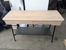 Beistelltisch mit 2 Schubladen und Ablage hellbraun/schwarz