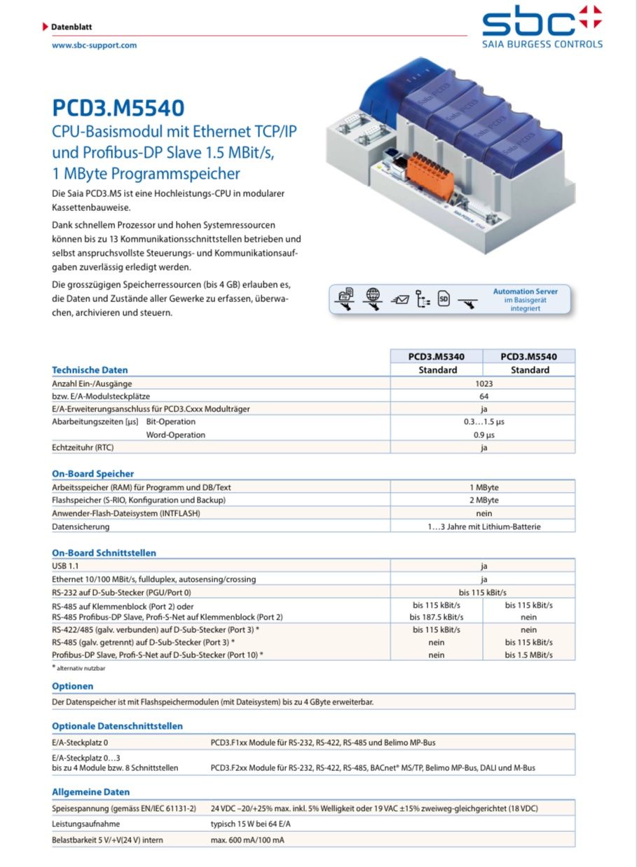 Steuerung: Saia Burgess CPU Basismodul / PCD3.M5540 – Gebraucht aus Romanshorn von DonRicardoo 2