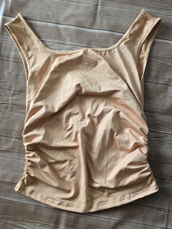 ​😍 Stylisches Top mit Raffung - L - apricot / nude