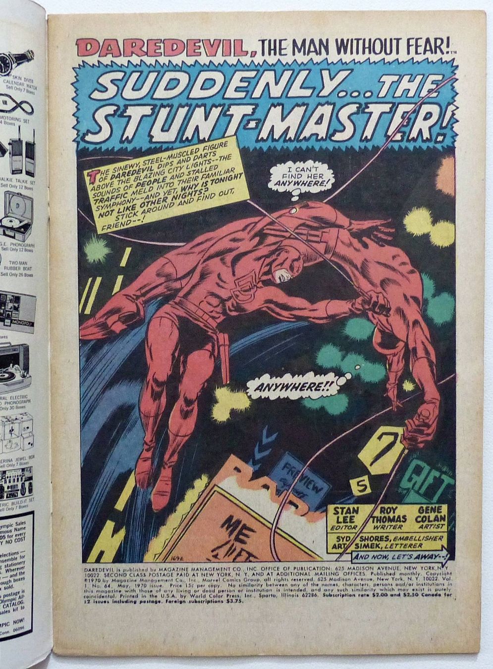Comics: DAREDEVIL 64 VS. THE STUNT-MASTER MARVEL 1970 – Gebraucht aus Lugano von YouWantUS 1