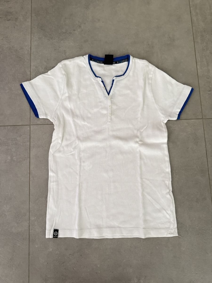 T-shirt: DigginChd Clockhouse Shirt, Weiss mit Blau, Grösse S – Usato da Elsau venduto da shoppa