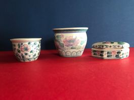 China Porzellan Topf Dose Töpfchen Dekoration Sammlung 3St_3