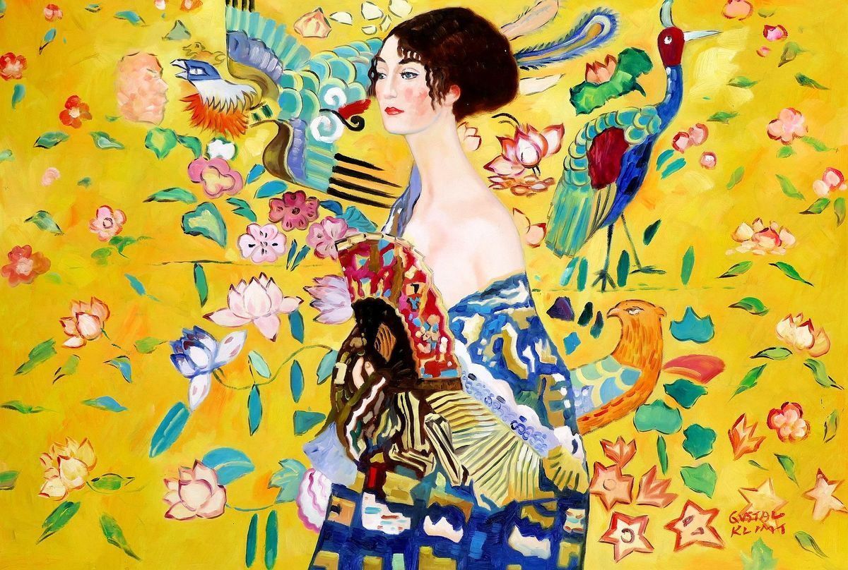Reproduktionen & Neuware: Gustav Klimt - Frau mit Fächer – Neu (gemäss Beschreibung) aus Larnaca von KunstDepot24