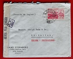 BRASILIEN BRASIL STERNBERG SAO PAULO ZENSUR ST GALLEN 1944