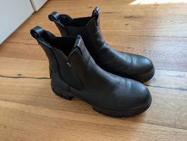 Schwarze Panama Jack Chelsea Boots Leder mit Fell, Grösse 41