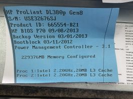 HP ProLiant DL380p Gen8, 2x Intel 2.20GHz 229 GB RAM