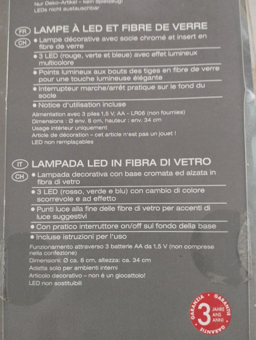 Tutte le decorazioni: LED-Fiberglasleuchte mit Farbwechsel, Deko-Leuchte – Nuovo e nell'imballaggio originale da Hallwil venduto da cao_x7wb 4