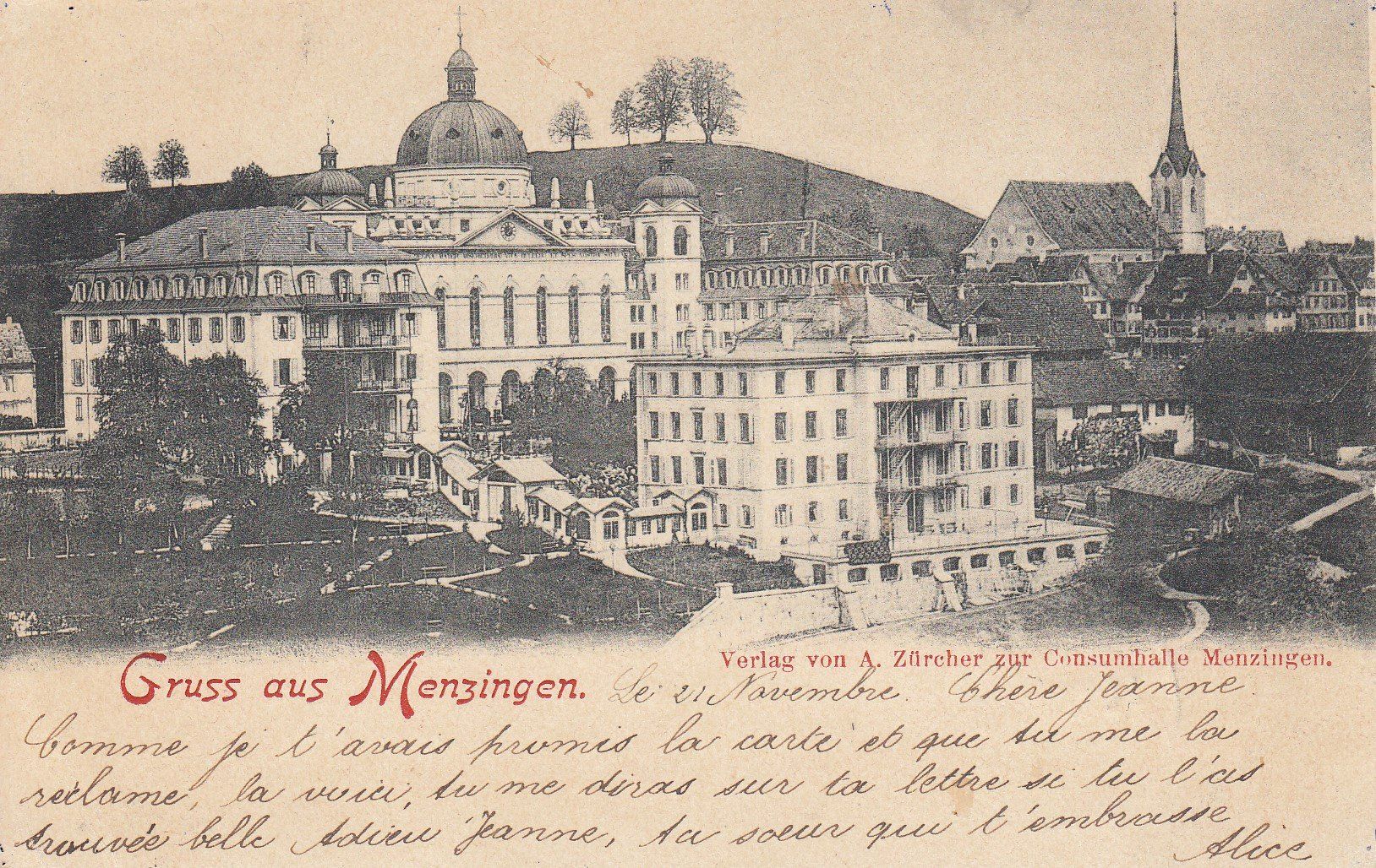 Cartoline postali: Menzingen  ZG        um 1898 – Usato da Brig venduto da Valcards54