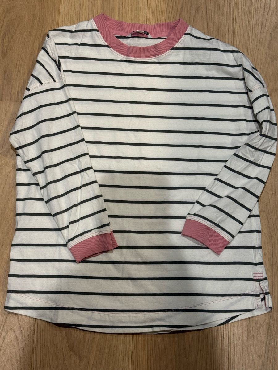 Top: Langarmshirt, gestreift, Grösse S, grün/rose – Usato da Zürich venduto da afterglow27