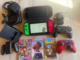 Nintendo Switch + 4 jeux + 2 manettes Pro - État Impeccable