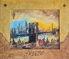 Tableau Huile/Collage Claus Schenk - Golden Gate