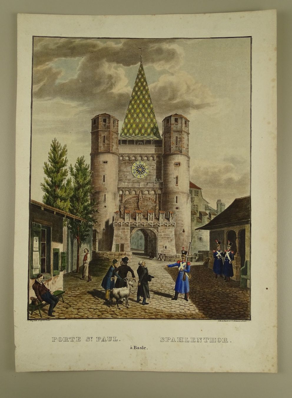 Incisioni: BASEL SPALENTOR, JUDAIKA, LITHOGRAPHIE UM 1850 – Usato da Grüningen venduto da Kartensammler 1